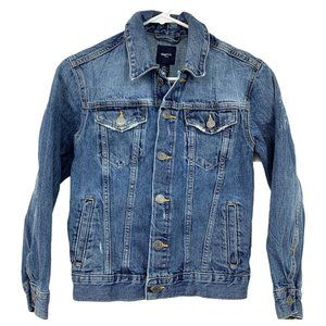 Gap Kids Denim Jacket Icon Blue Jean Button Front Medium Wash